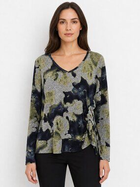 Simply Vera Vera Wang Abstract V‑Neck Long Sleeve Top